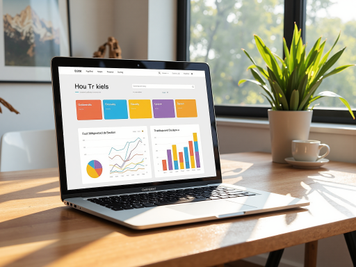 数字营销推广数据分析仪表盘，显示网站流量统计、用户行为分析等关键指标，图表色彩鲜明，数据可视化效果清晰直观